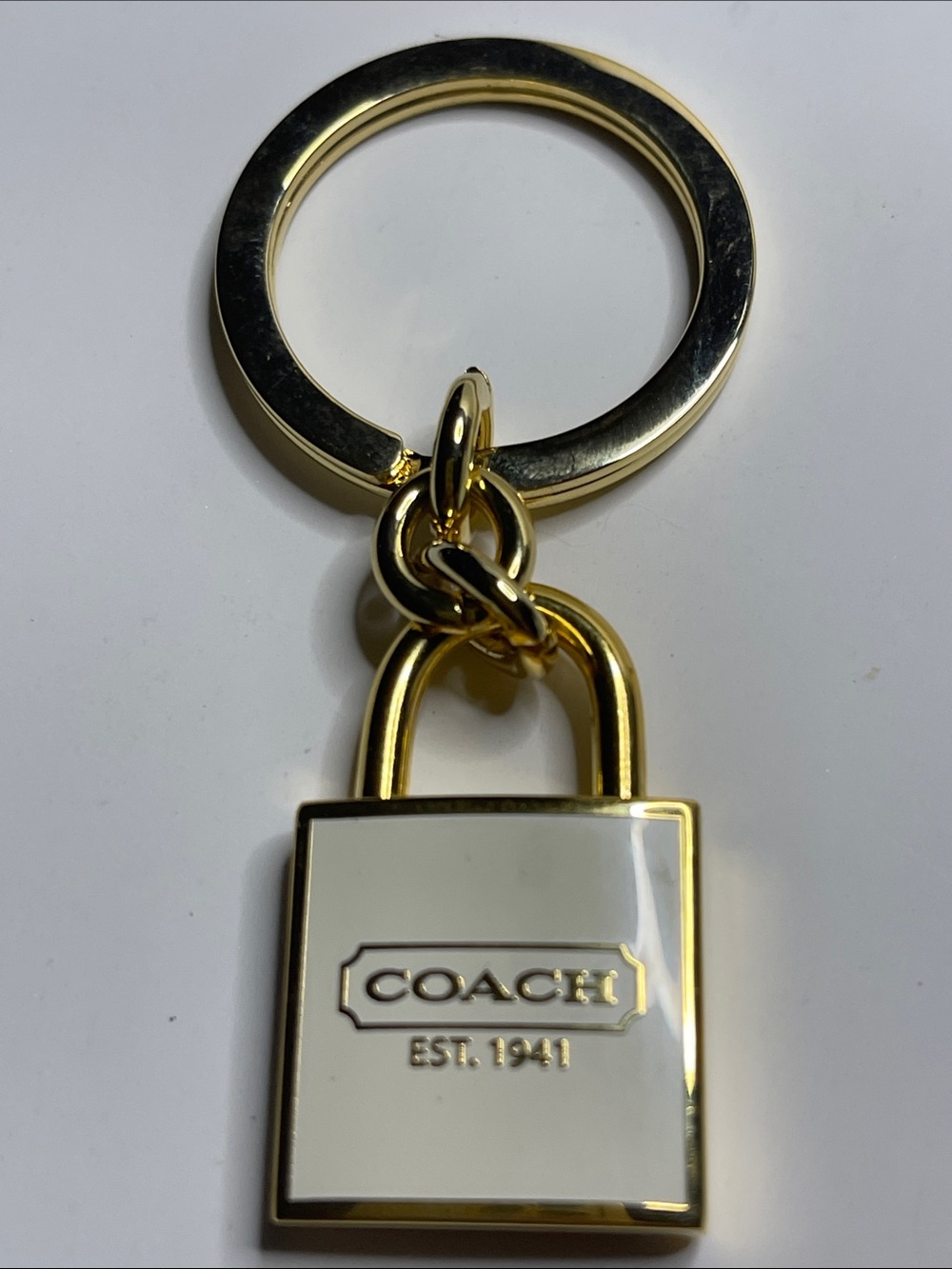 COACH Gold & White Padlock Keyring and Coach Pen - Picture 2 of 4